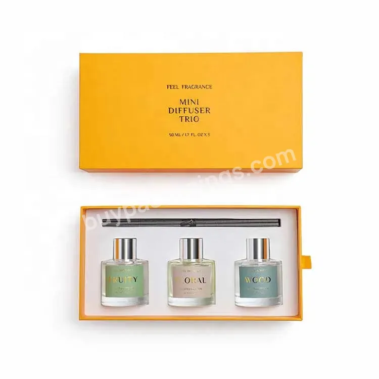 Luxury Drawer Match Box Style Gift Box With Eva Tray Packaging For Reed Diffuser Scented Candle Essential Oil Box Packaging