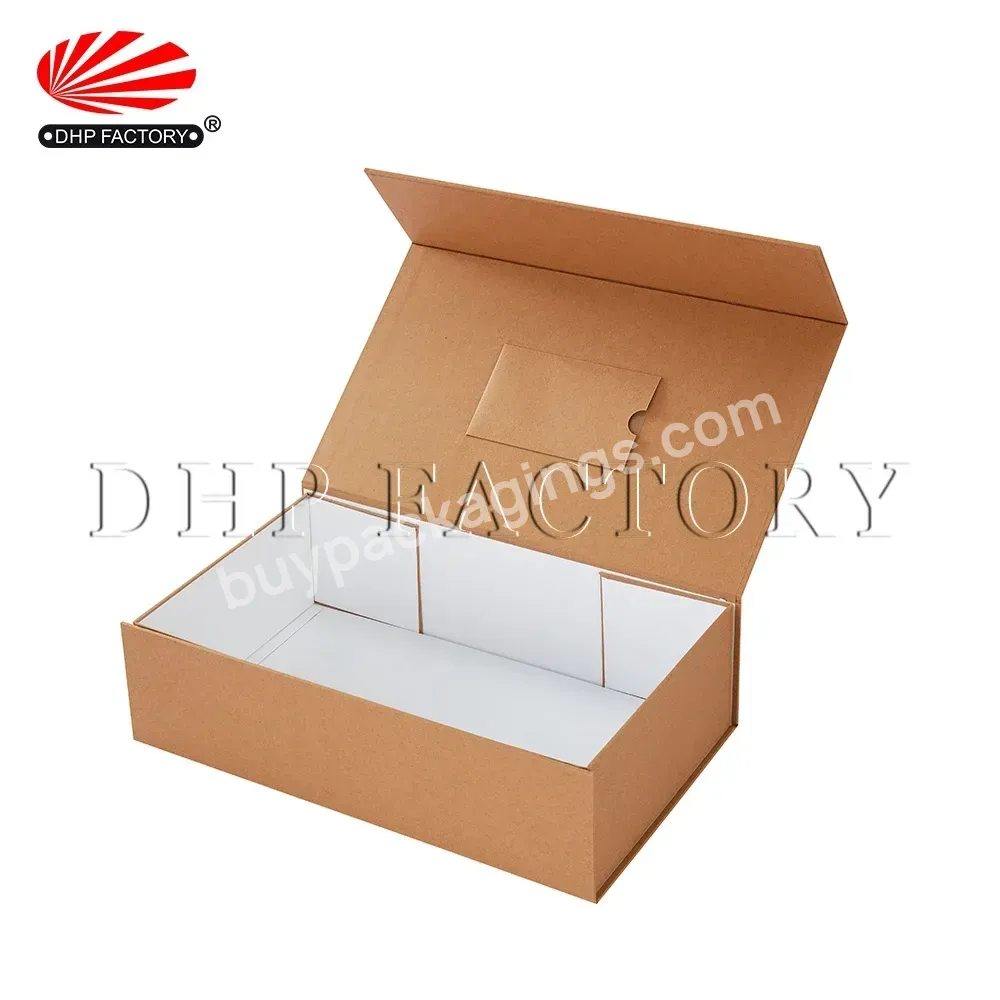 Luxury Flap Lid Packaging Rigid Cardboard Bespoke Custom Magnetic Closure Brown Kraft Paper Foldable Gift Box