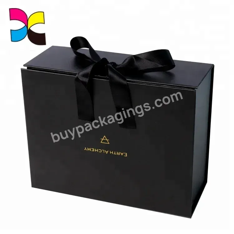 Luxury Foldable Magnet Flat Pack Rigid Cardboard Black Jewelry Box