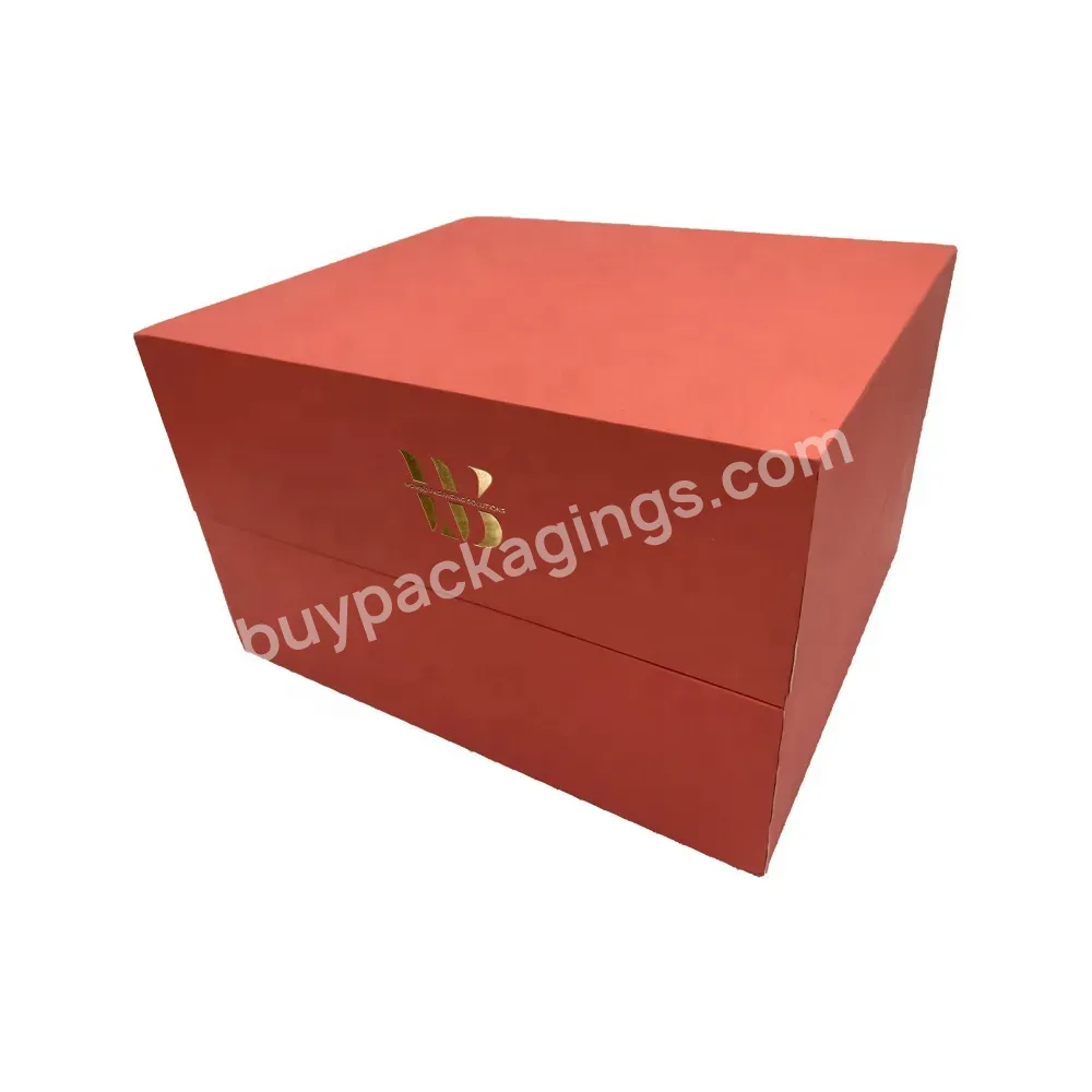 Luxury High Quality Customized Size Square Matte Red Embossed Logo Gold Foil Gift Box For Earring Packaging