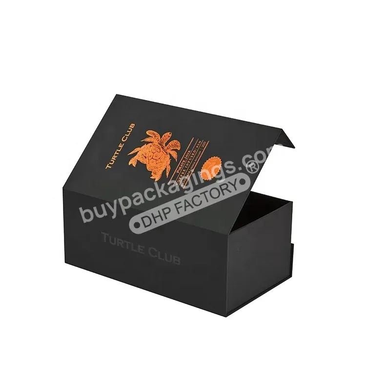 Luxury Magnetic Black Soft-touch Lamination Custom Bronze Gold Logo Uv Glossy Text Food Grade Wine Packaging Box