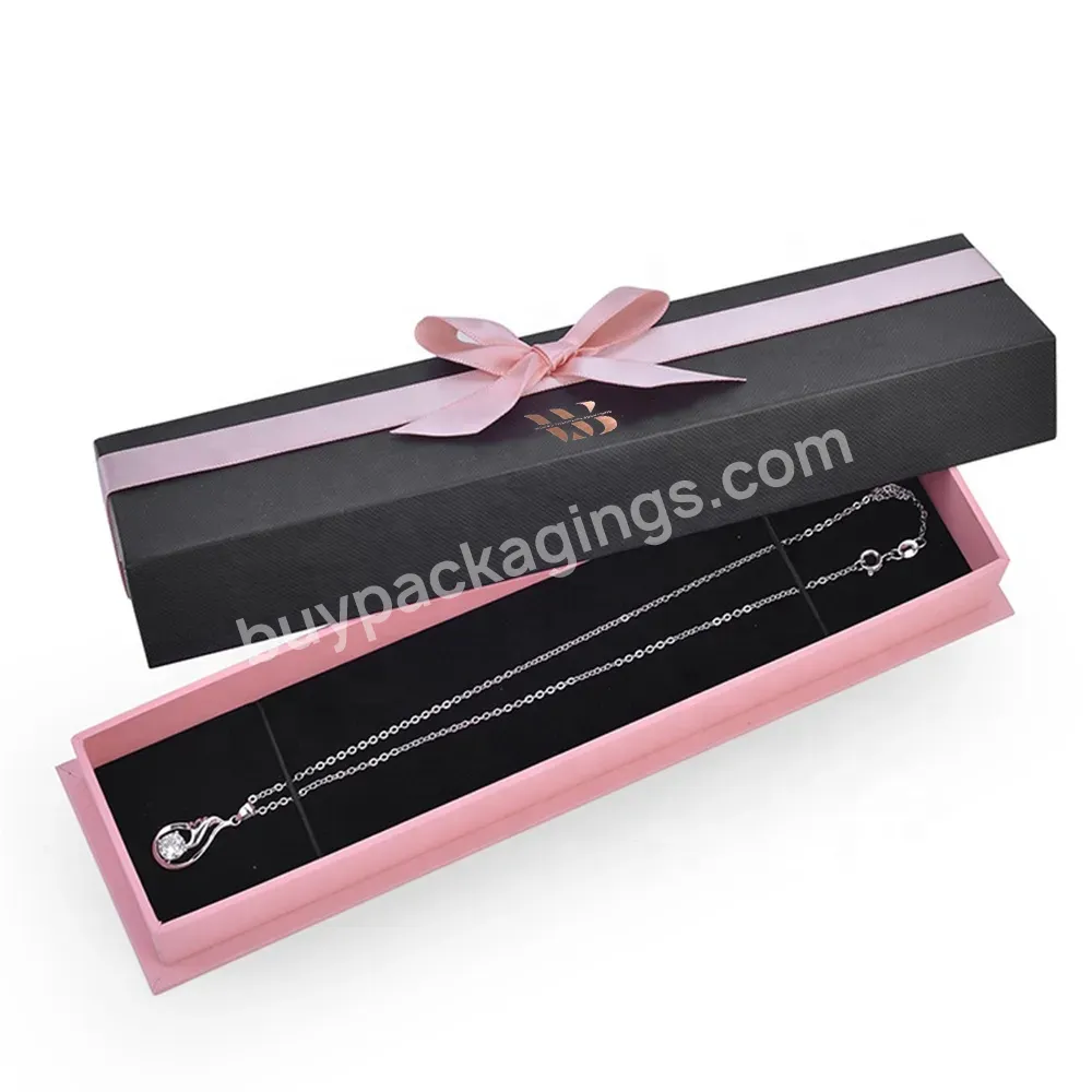 Luxury Premium Customized Size Red Ribbon Delicate Lid And Base Grey Board Rigid Jewelry Packaging Gift Box