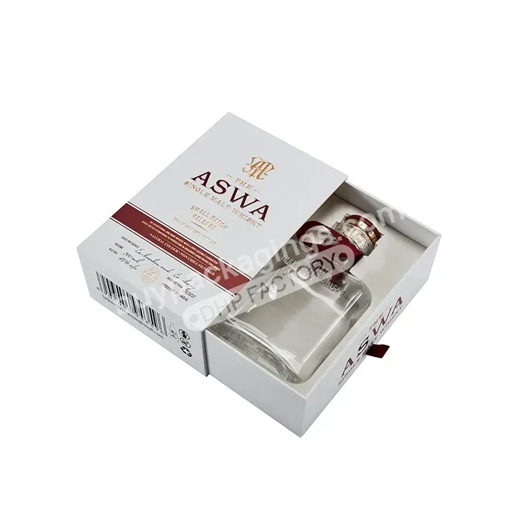 Luxury Premium Design Paper Cardboard Custom Wine Bottle Packaging Rigid Sliding Drawer Gift Boxes With Ribbon