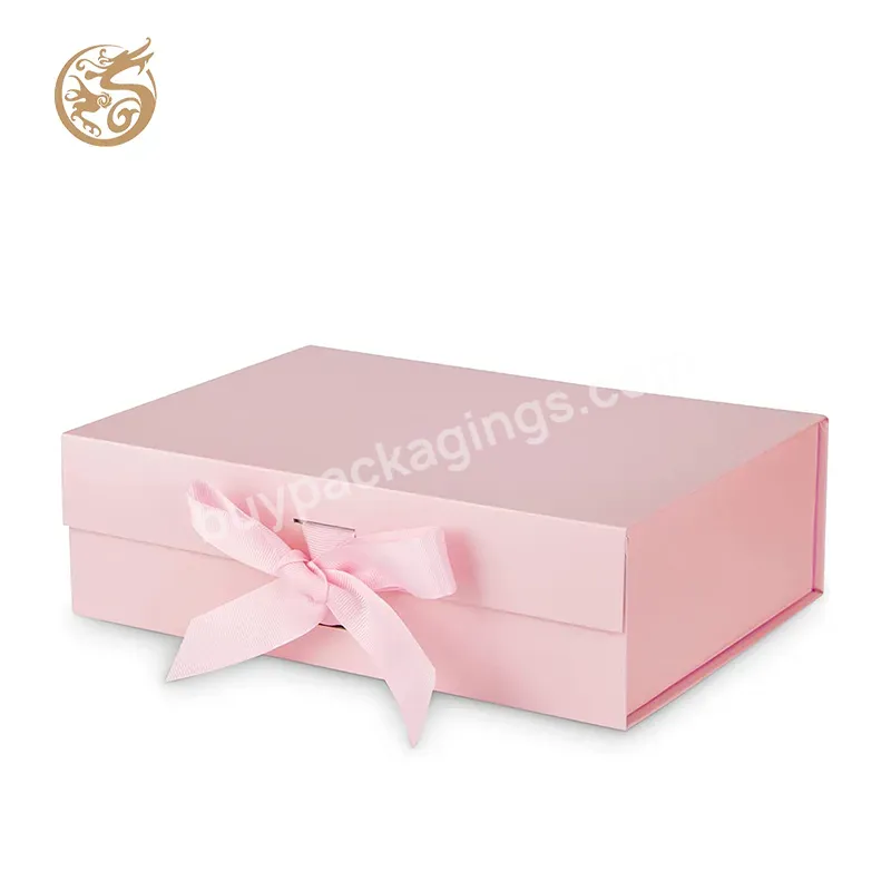 Luxury Ribbon Custom Logo Gift Packaging Boxes Magnetic Foldable Paper Box For Gifts