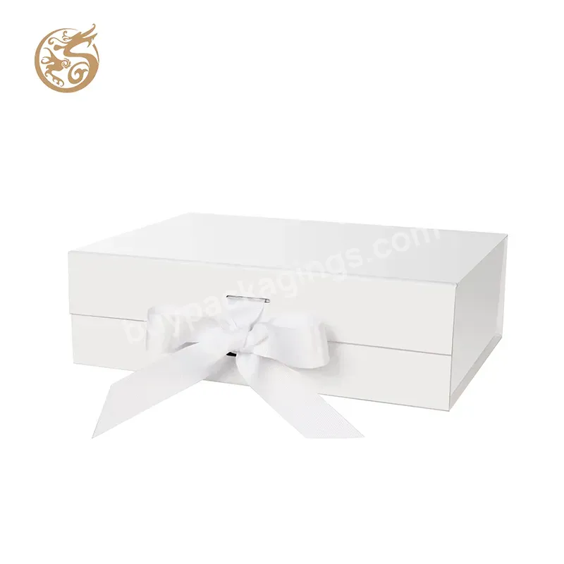 Luxury Ribbon Custom Logo Gift Packaging Boxes Magnetic Foldable Paper Box For Gifts