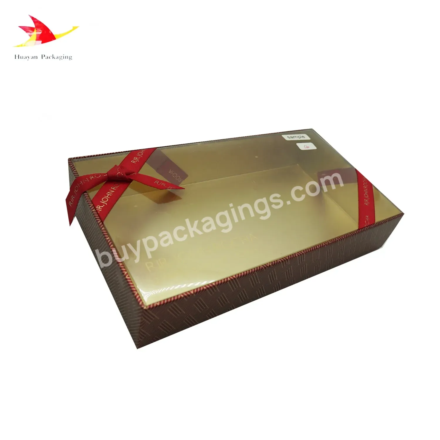 Made By Factory Pvc Top Cover Box With A Bow Of Ribbonchristmas Series Gift Holiday Pvc Packing
