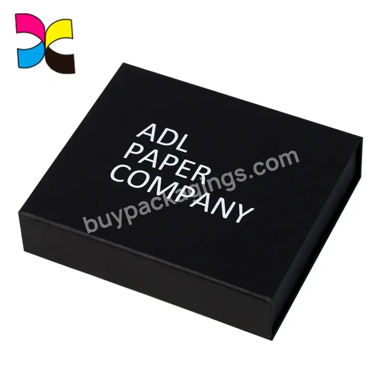 Magnetic Closure Custom Matt Black Box Printing With Custom White Logo