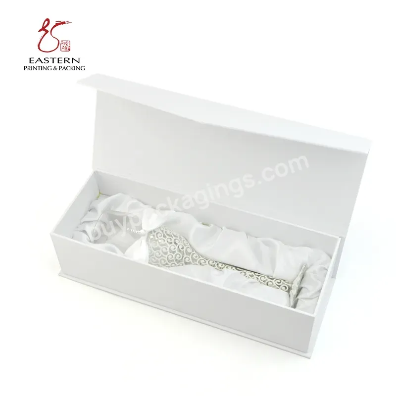 Magnetic Closure Pack Glass Cup Wine Cardboard Paper Box Luxury Satin Lining Gift Paper Package Box With Custom Logo