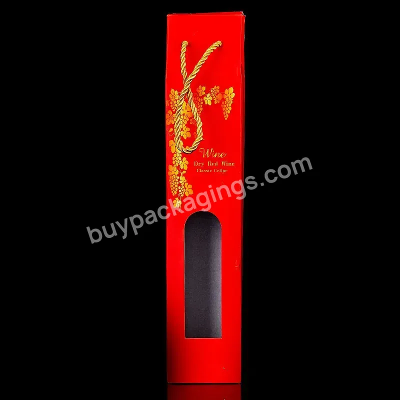 Manufacturer Custom Party Favor Beer Red Wine Bottle Box Recyclable Folding Single Wine Package Paper Box With Window