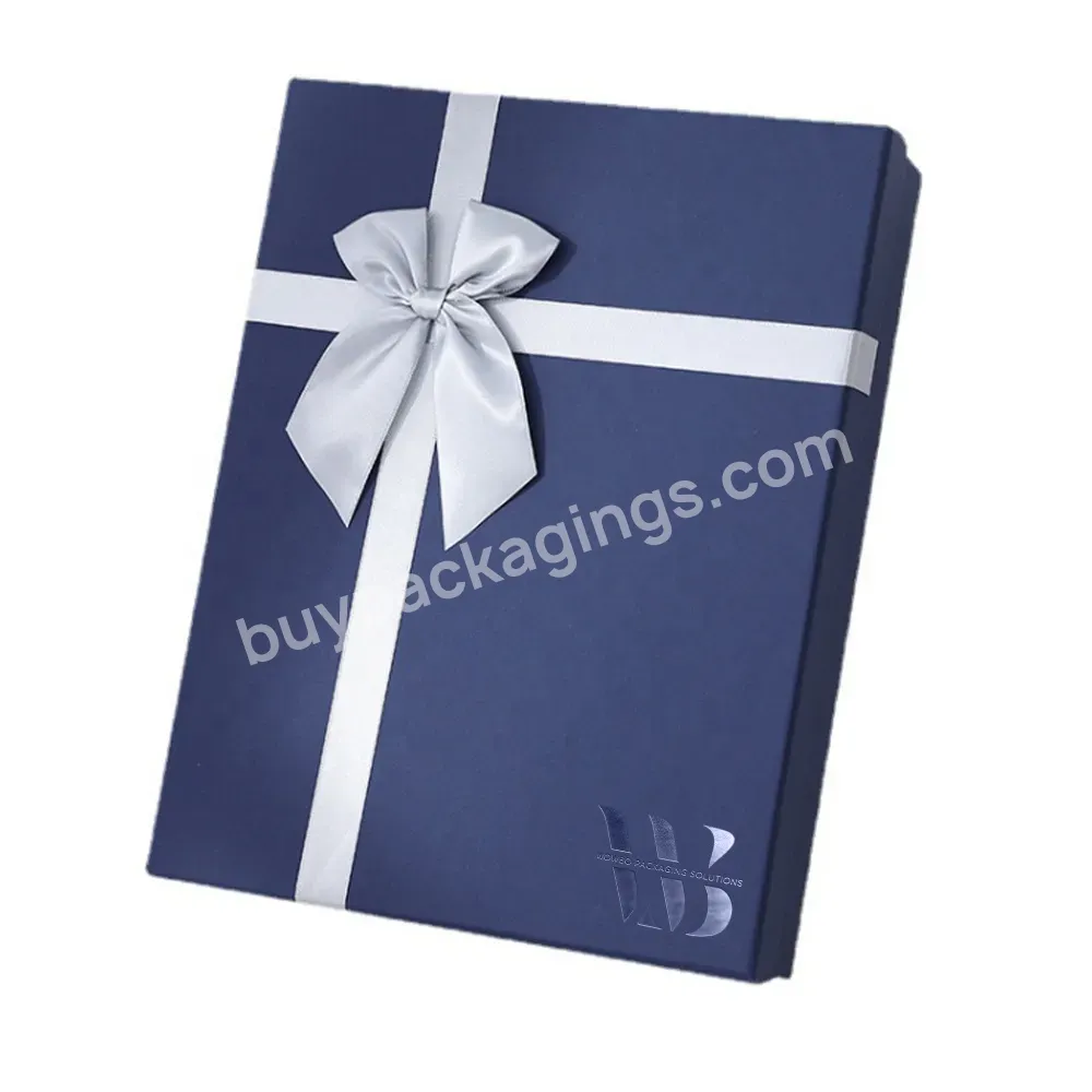 Matt Blue Customized Logo Printing Rectangle Lid And Base Gift Box With Your Personalized Design For Shirt Packaging