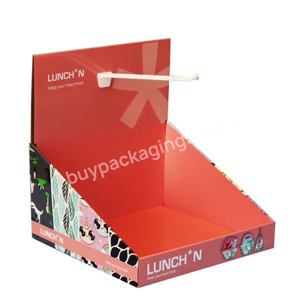 Mobile Store Cardboard Display Counter For Retail Promotion Counter Hooks Display Box