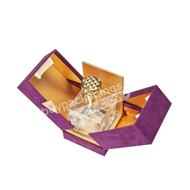 New Arrival Products Private Label Magnet Packaging Purple Velvet Covers Gold Card With Paper Insert Perfume Box - Buy Box Magnetic Gift,Packaging Box Logo,Front Magnet Closure Box.