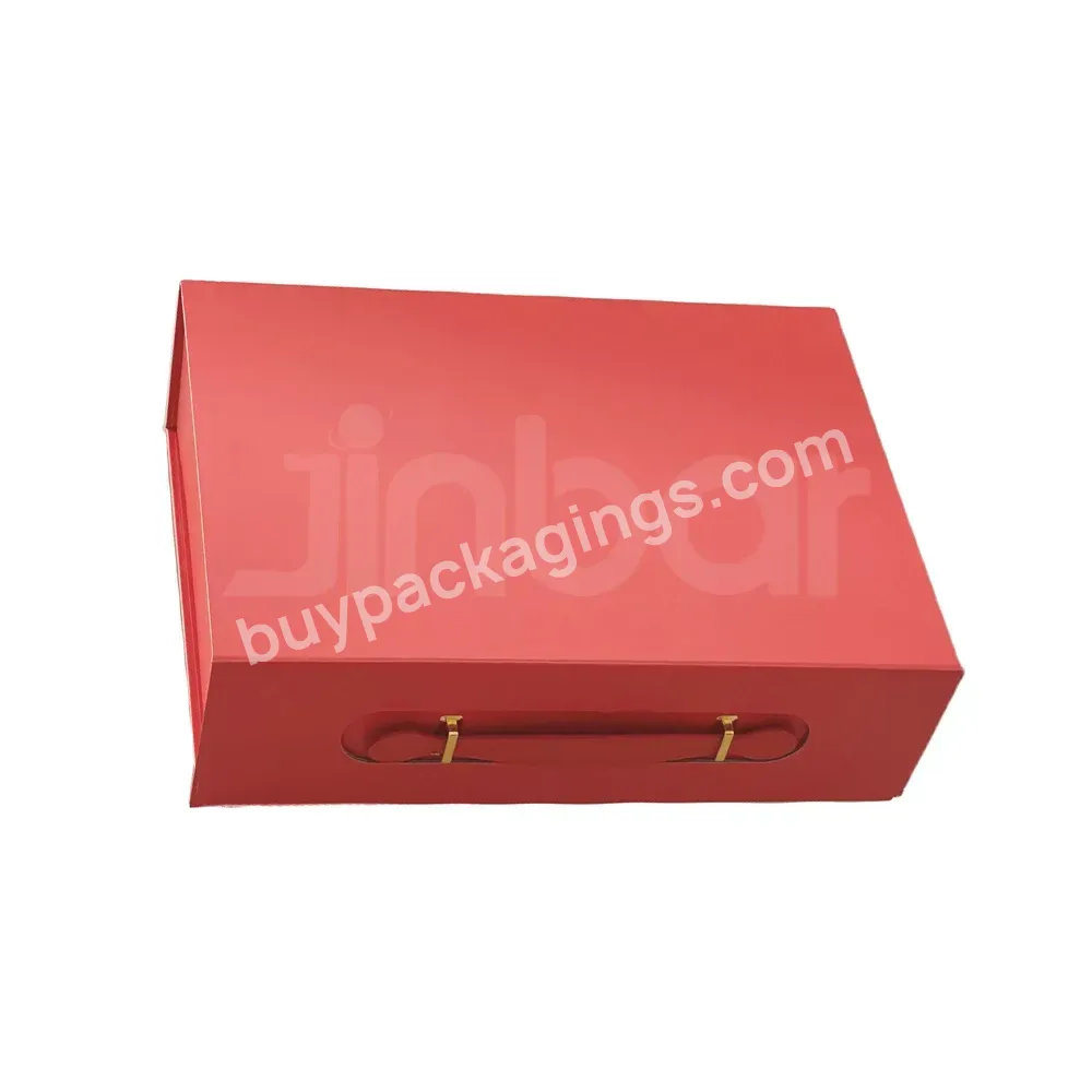 New Creative Customization Printing Factory Red Business Gift Box With Up Handle For Wine Suit Tea