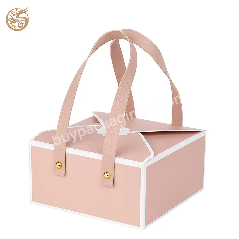 New Design Handle Gift Box Candy Cake Chocolate Box Folding Handle Cardboard Box With Handles - Buy Cardboard Gift Box With Handle,Folding Card Box With Handle,Paper Cake Box With Handle.