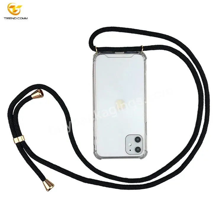 New For Iphone 11 Transparent Clear Necklace Case With Strap