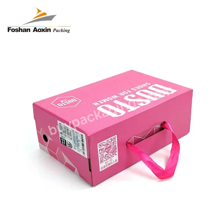 New Wholesale Customized Shoe Box Folding Mailing Packaging Corrugated Printing Paper Shoe Box For Gift Packaging With Handle