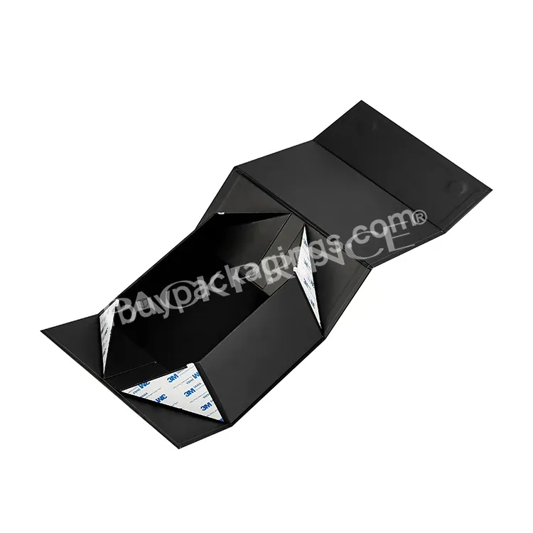 Oem Book Shape Collaps Flip Top Custom Logo Print Rigid Cardboard Packaging Paper Flat Folding Luxury Black Magnetic Gift Box