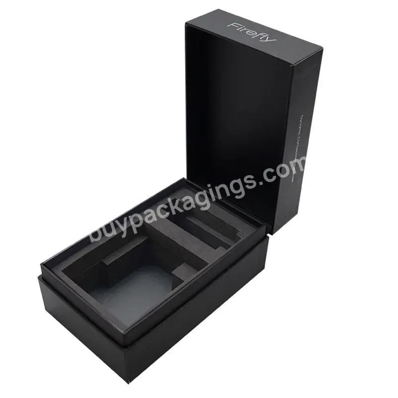 Oem Custom Cosmetic Box Black Cardboard Papergift Box For Electronic Products Customized Foam Insert