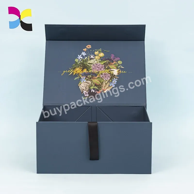 Oem Custom Recycled Plain Gift Box Cardboard Folding Packaging Boxes With Ribbon