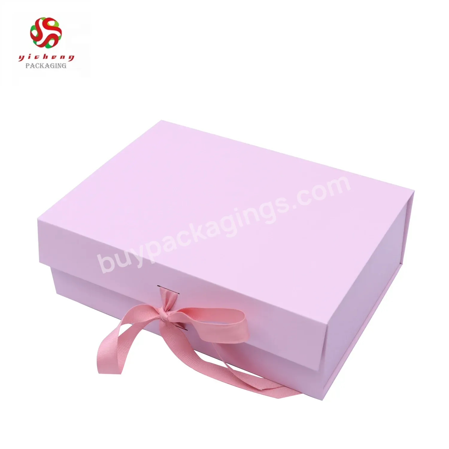 Oem/odm Wholesale Suppliers Matte Collapsible Paper Cardboard Magnetic Folding Closure Gift Box With Ribbon Closure