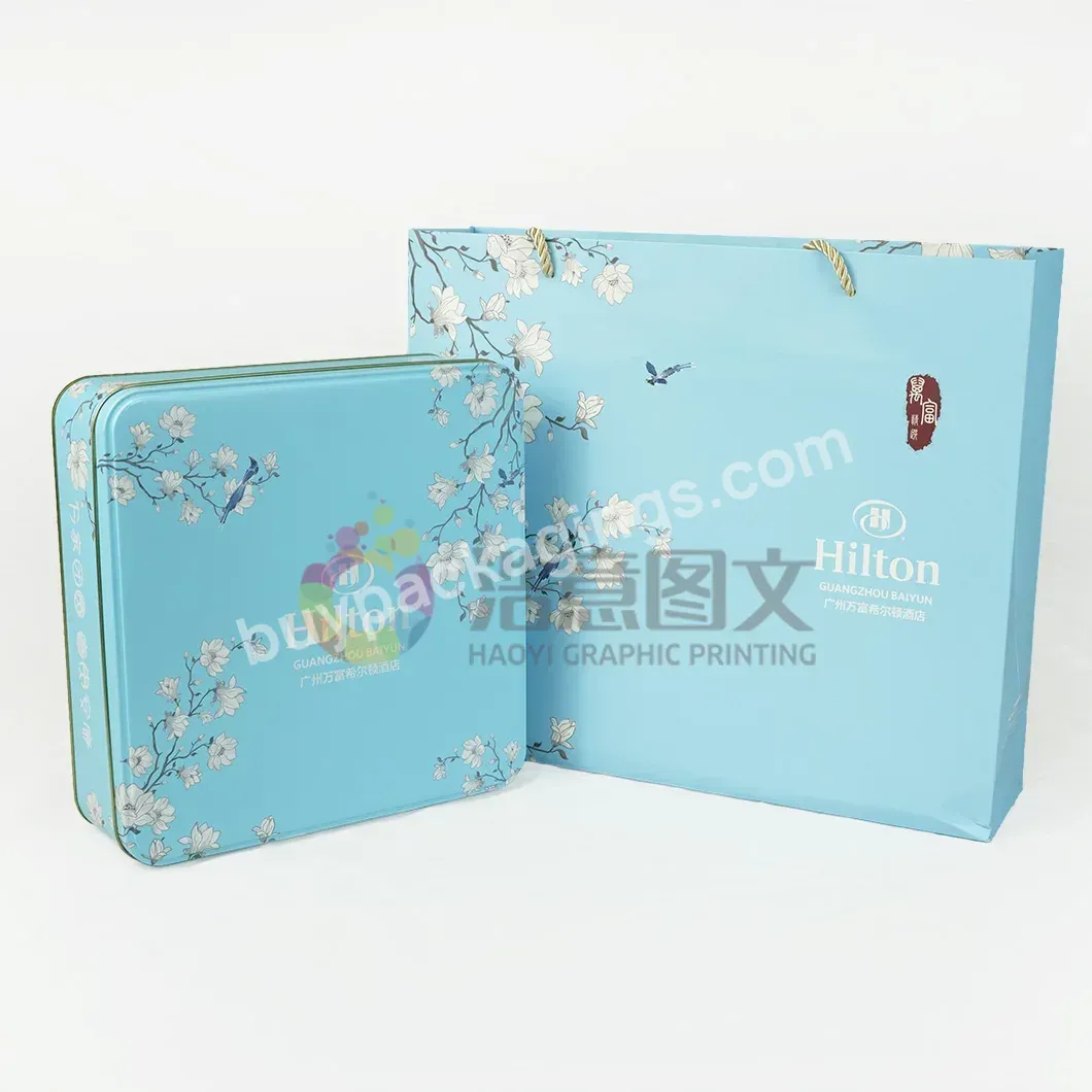Pattern Packaging Box Iron Box Moon Cake Box Luxury Color With Flowers For Mid Autumn Festival Square Blue Food Candy Packaging - Buy Tin Gift Box,Wholesale Candy Biscuit Round Tin Can Gift Boxes,Metal Tea Cans.