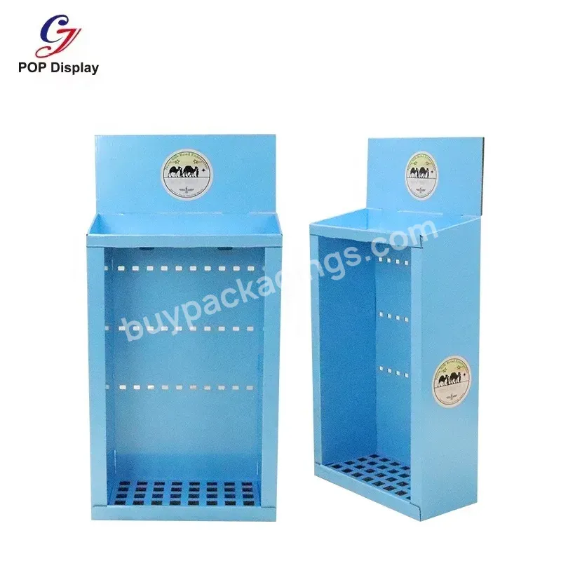 Personal Print Paper Corrugated Carton Floor Stand Peg Hooks Hanging Retail Umbrella Display Cardboard Rack Insertion Mops Shop