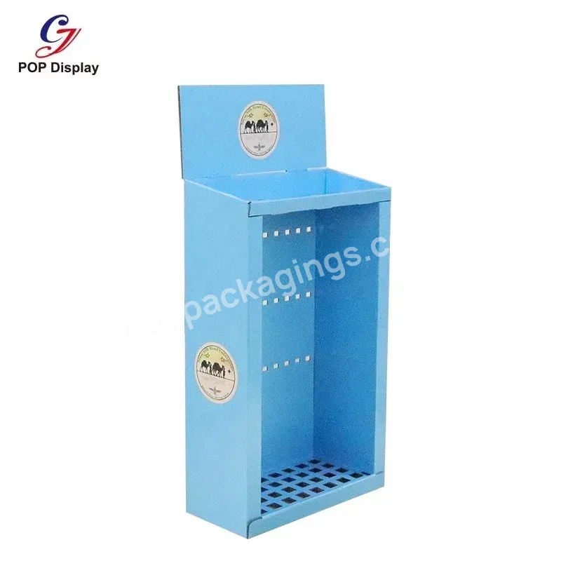 Personal Print Paper Corrugated Carton Floor Stand Peg Hooks Hanging Retail Umbrella Display Cardboard Rack Insertion Mops Shop