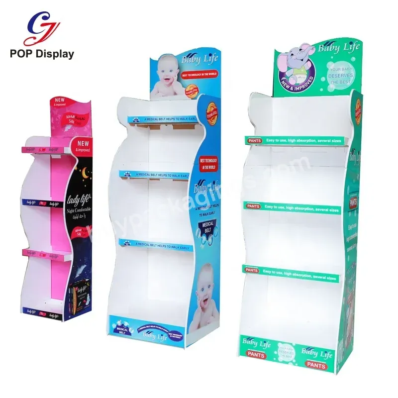 Personality Pop Floor Stand Display Corrugated Paperboard Supermarket Display Stand For Sanitary Napkin Diaper Daily Necessities - Buy Supermarket Stand Display,Pop Floor Stand Display,Corrugated Display Stand.