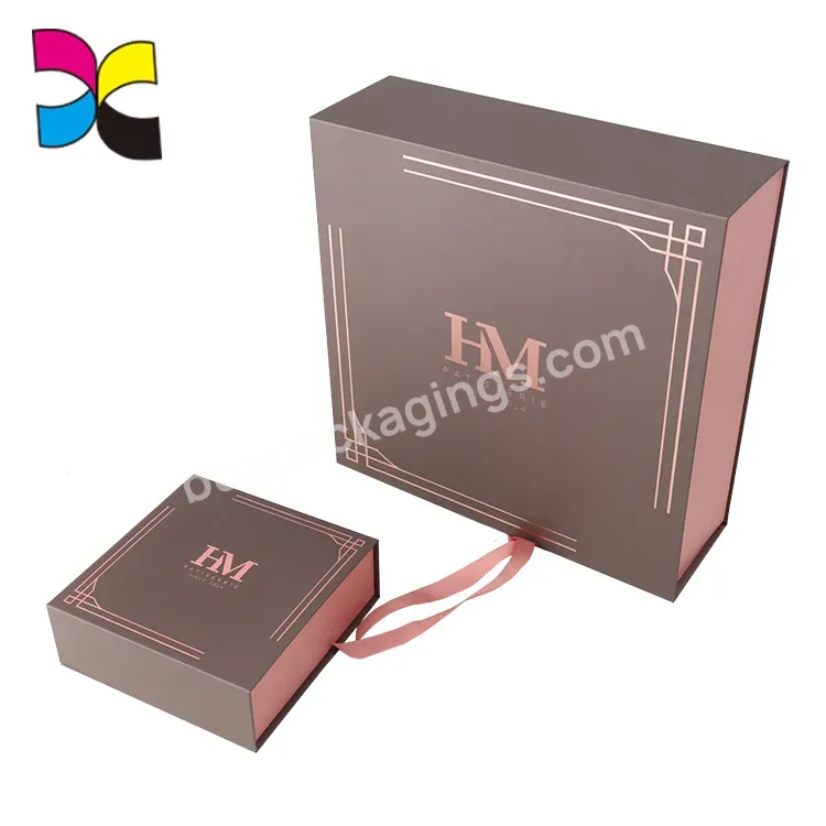 Pink Christmas Gift Rigid Foldable Box Bowknot Custom Rigid Cardboard