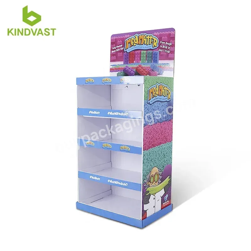 Pop Up Corrugated Cardboard Floor Standing Display For Brick Display Shelf