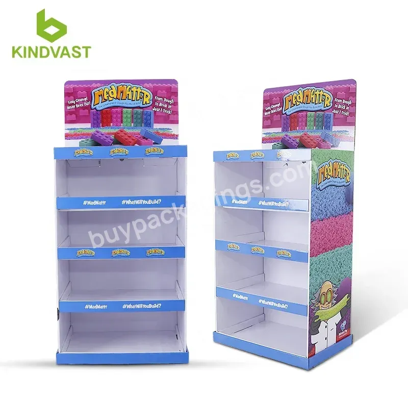 Pop Up Corrugated Cardboard Floor Standing Display For Brick Display Shelf