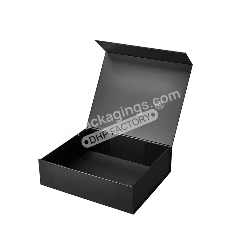 Popular Magnetic Foldable Shipping Mailer Custom Printed Durable Black Paperboard Luxury T-shirt Clothing Flat Packaging Box