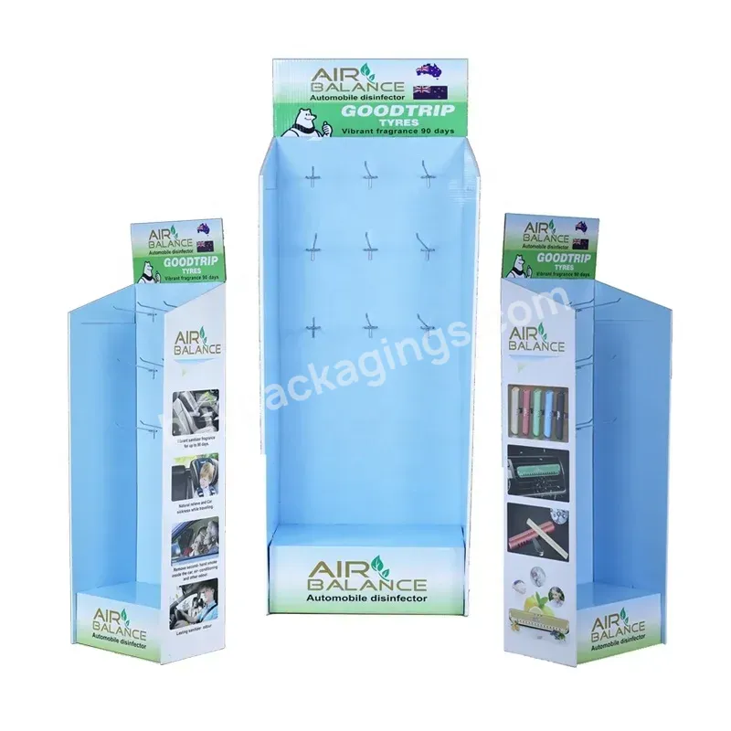 Portable Advertising Cardboard Display Corrugated Stand With Peg Hooks Paper Floor Displaying Car Air Freshener Electric Shops