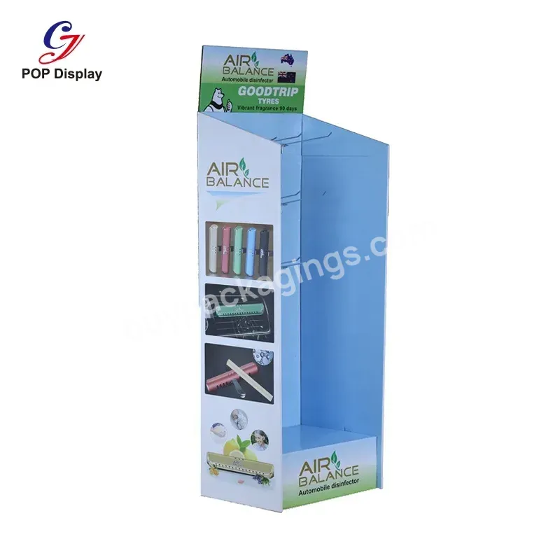 Portable Advertising Cardboard Display Corrugated Stand With Peg Hooks Paper Floor Displaying Car Air Freshener Electric Shops