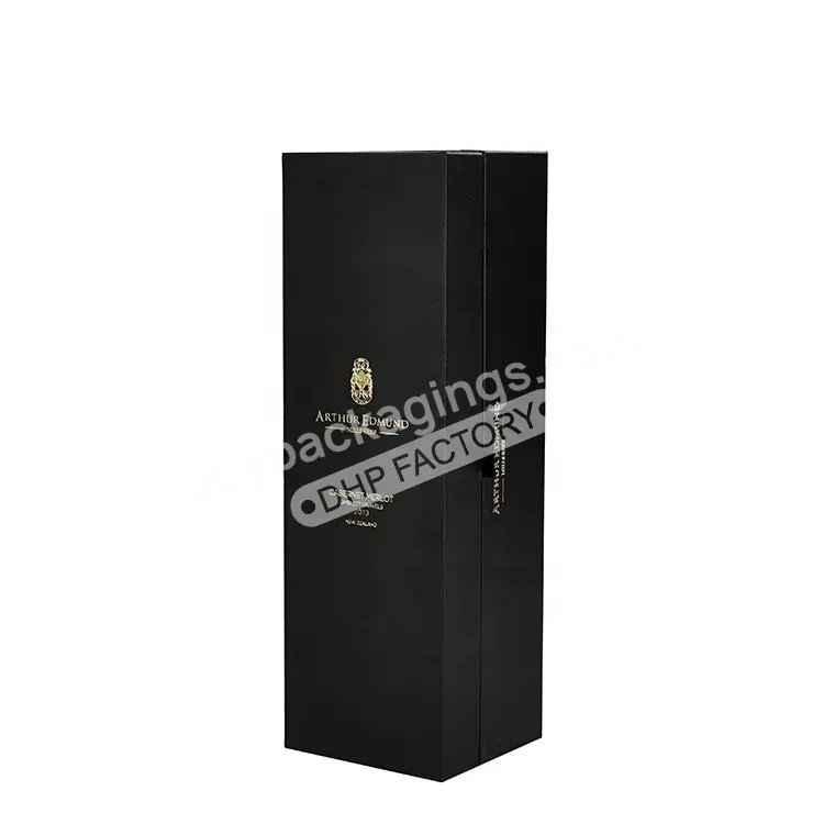 Premium Custom Black Wine Gift Cardboard Packaging Boxes 750ml Bottle Box Pu Leather Wine Box With Sleeve
