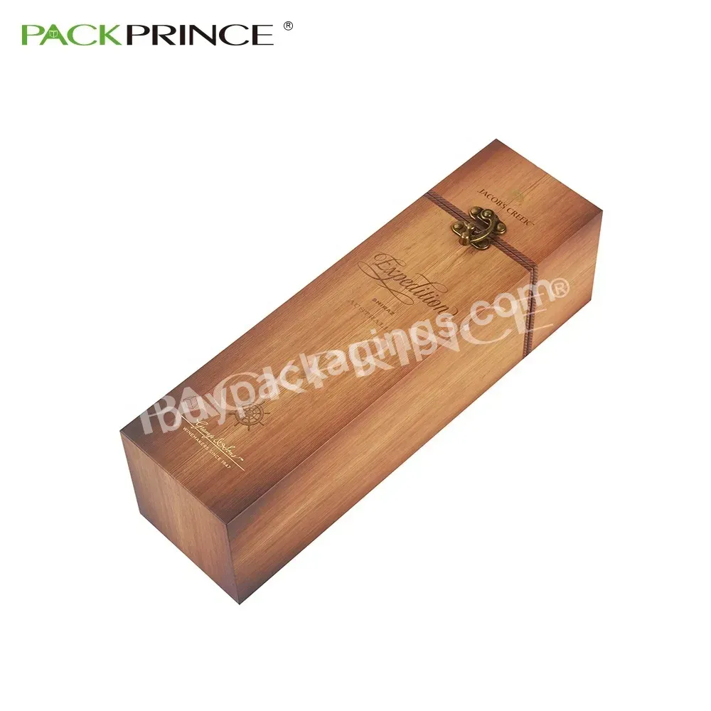 Premium Custom Flocked Special Wood Grain Paper Glass Bottle Luxury Wine Paper Cardboard Gift Boxes For Wine Bottles