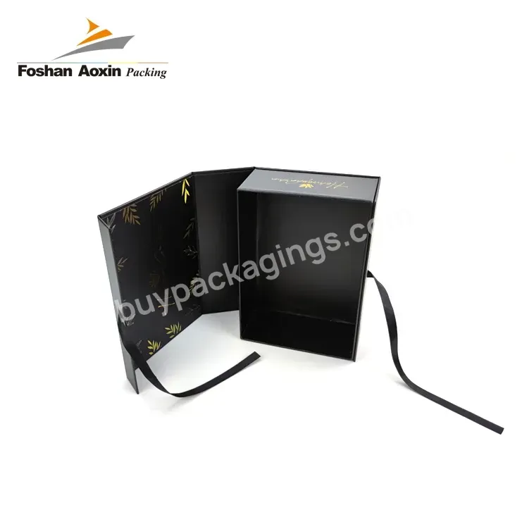 Printing Custom Free Design Logo High Quality Black Cardboard Paper Packaging Flip Box For Luxury Jewelry
