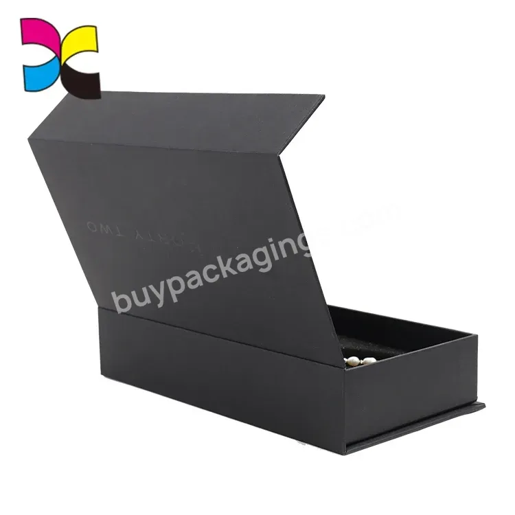 Printing Custom Matt Black Cardboard Box With Gloss Black Logo Magnetic Closure Gift Box