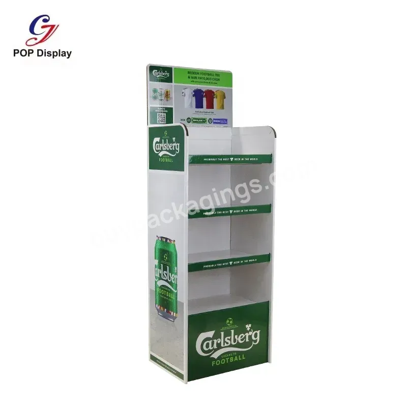 Professional High End Store Custom 4 Tier Cardboard Advertising Pos Floor Display Pop Up Stand Product Display Rack For Beer Can