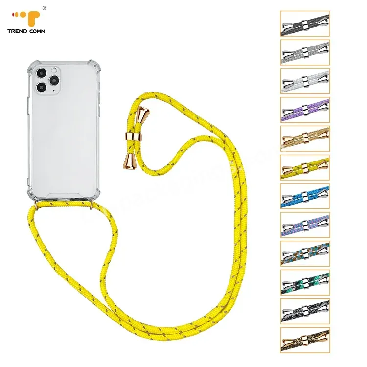 Promotional Tpu Acrylic Clear Bumper Cover Ultra Thin Shockproof Crossbody Necklace Clear For Iphone Ppm Rope Phone Case