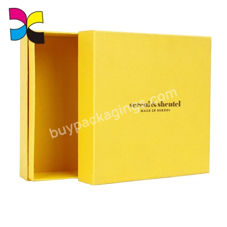 Recyclable And Promotional Surface Embossing Texture Custom Logo Custom Yellow Color Printing Cardboard Box