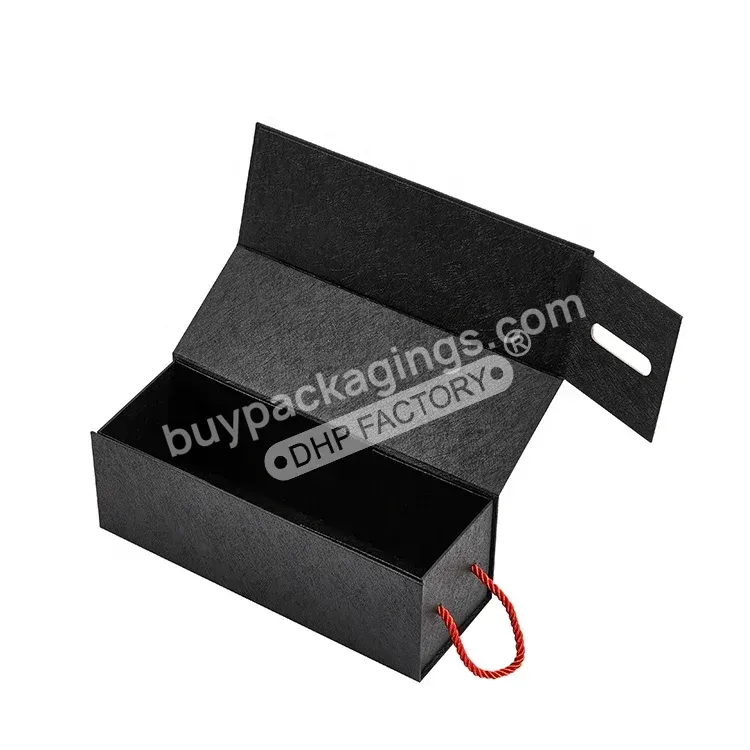 Recyclable Custom Logo Rigid Cardboard Magnetic Foldable Alcohol Wine Carrier Gift Packaging Box With Handle