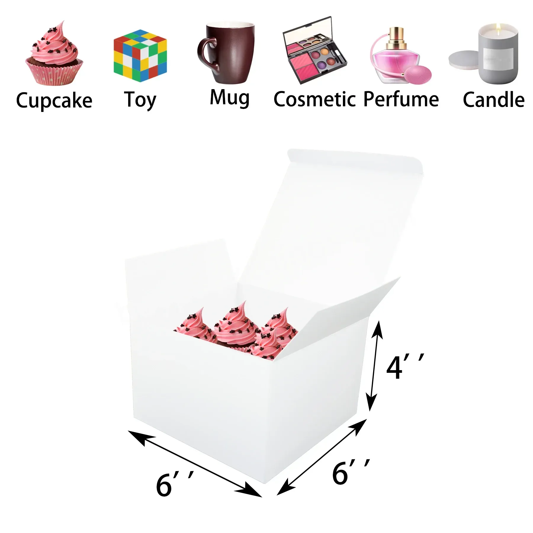 Recycled 6 Inch Small Matte Paper Boxes Bridesmaid Proposal Cupcake Bakery Candle Packaging Box Cute Folding White Gift Box