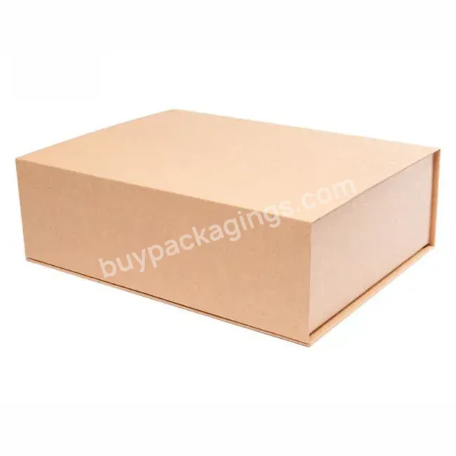 Recycled Custom Collapsible Brown Cardboard Folding Magnetic Closure Flap Box Clothes Gift Packaging