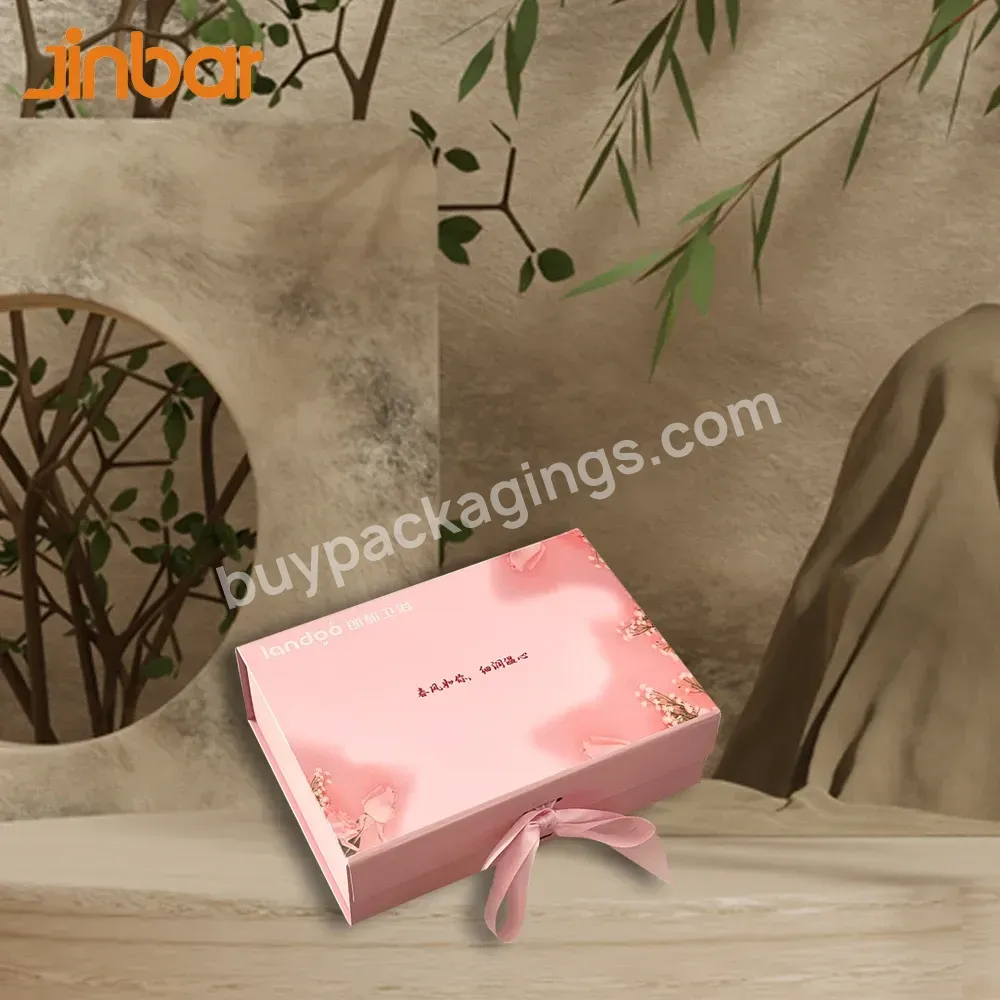 Scrunchies Packaging Box Ready-to-ship Packaging Magnetic Foldable Folding Ribbon Gift Box