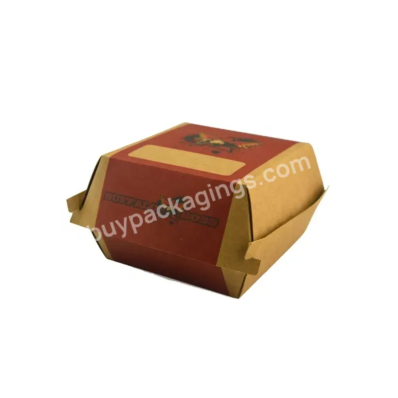 Shipping Foldable Kraft Paper Burger Box Mailer Boxes For Food Packaging With Oil-proof Film Acceptable Customized Fashionable