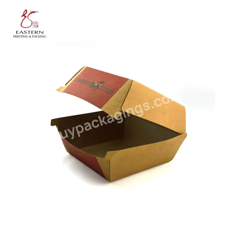 Shipping Foldable Kraft Paper Burger Box Mailer Boxes For Food Packaging With Oil-proof Film Acceptable Customized Fashionable