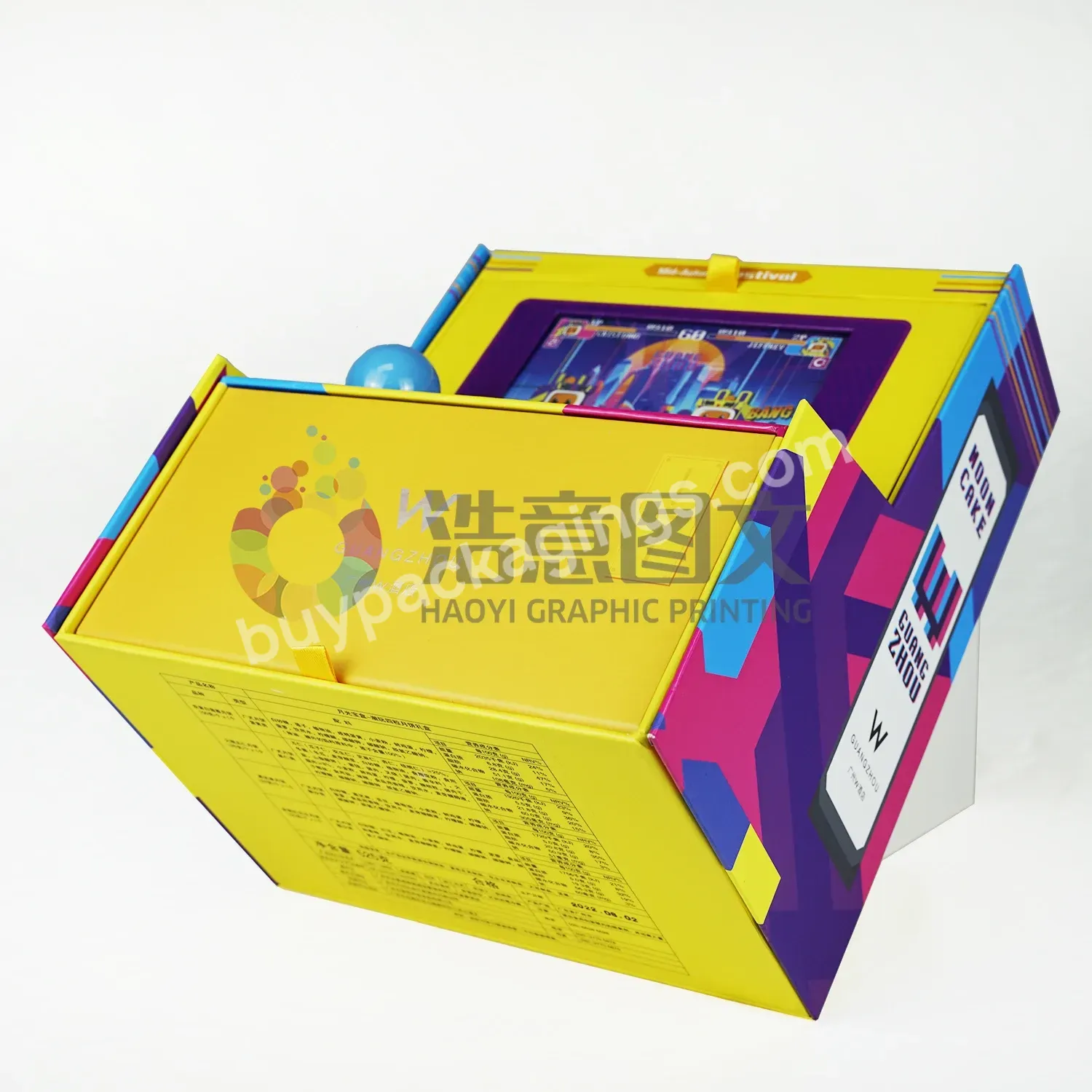 Step Design Yellow And Purple Color Moon Cake Paper Box For Mid Autumn Festival