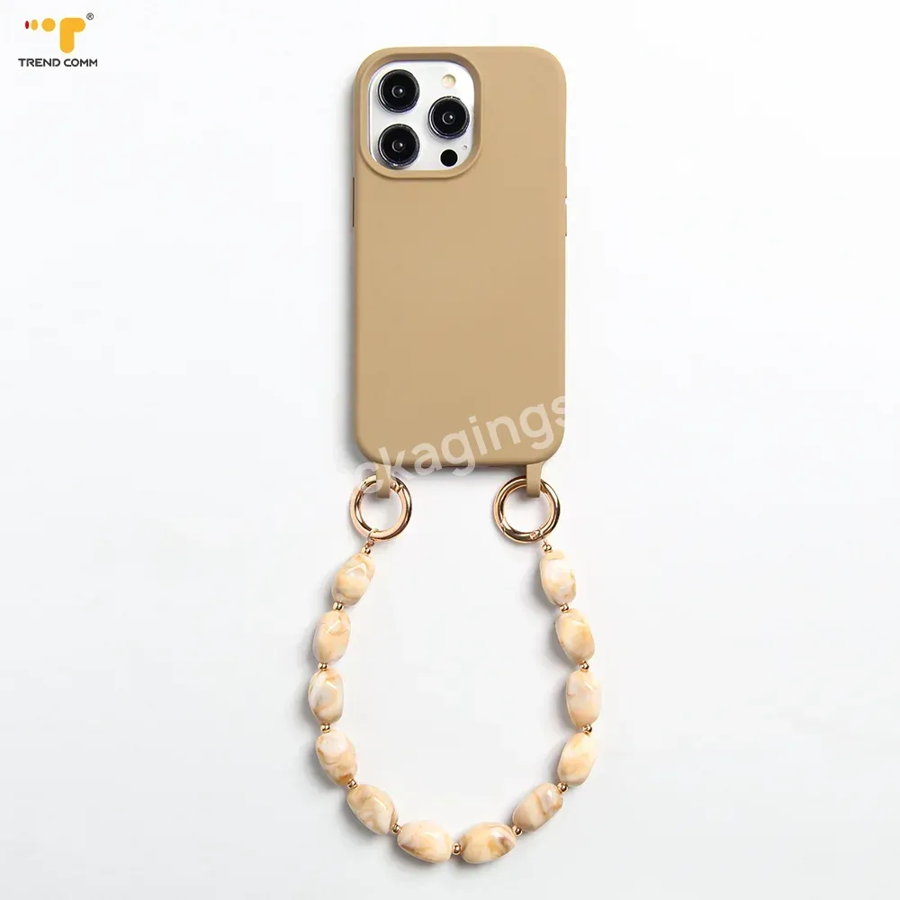 Strap Hang Around Neck Cute Pretty Big Custom Universal Pearl Beaded Crossbody Mobile Phone Chains For Iphone 11 12 13 14 15