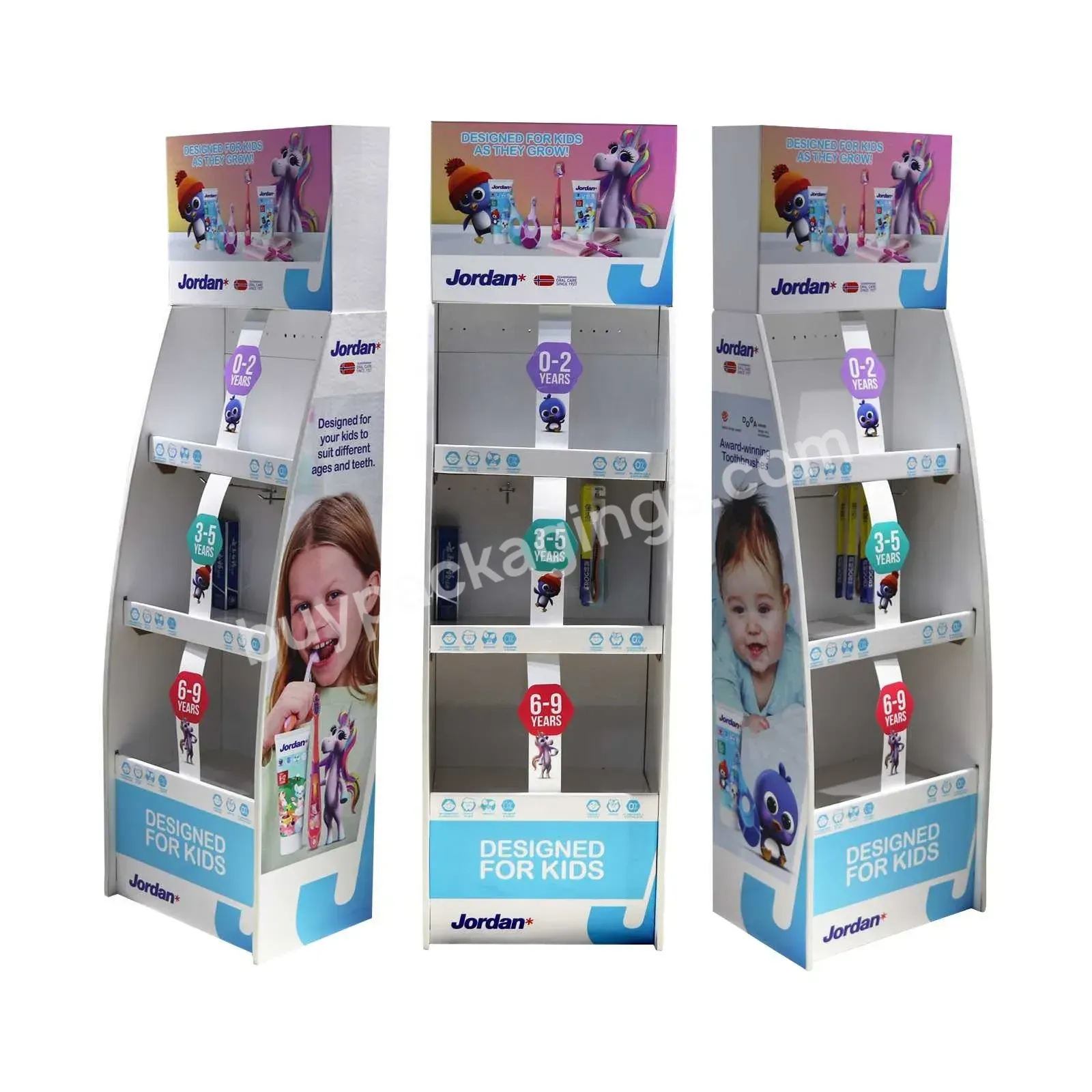 Supermarket Advertising Toothpaste Floor Cardboard Corrugated Display Customized Size Paper Collapsible Display Lcd Screen